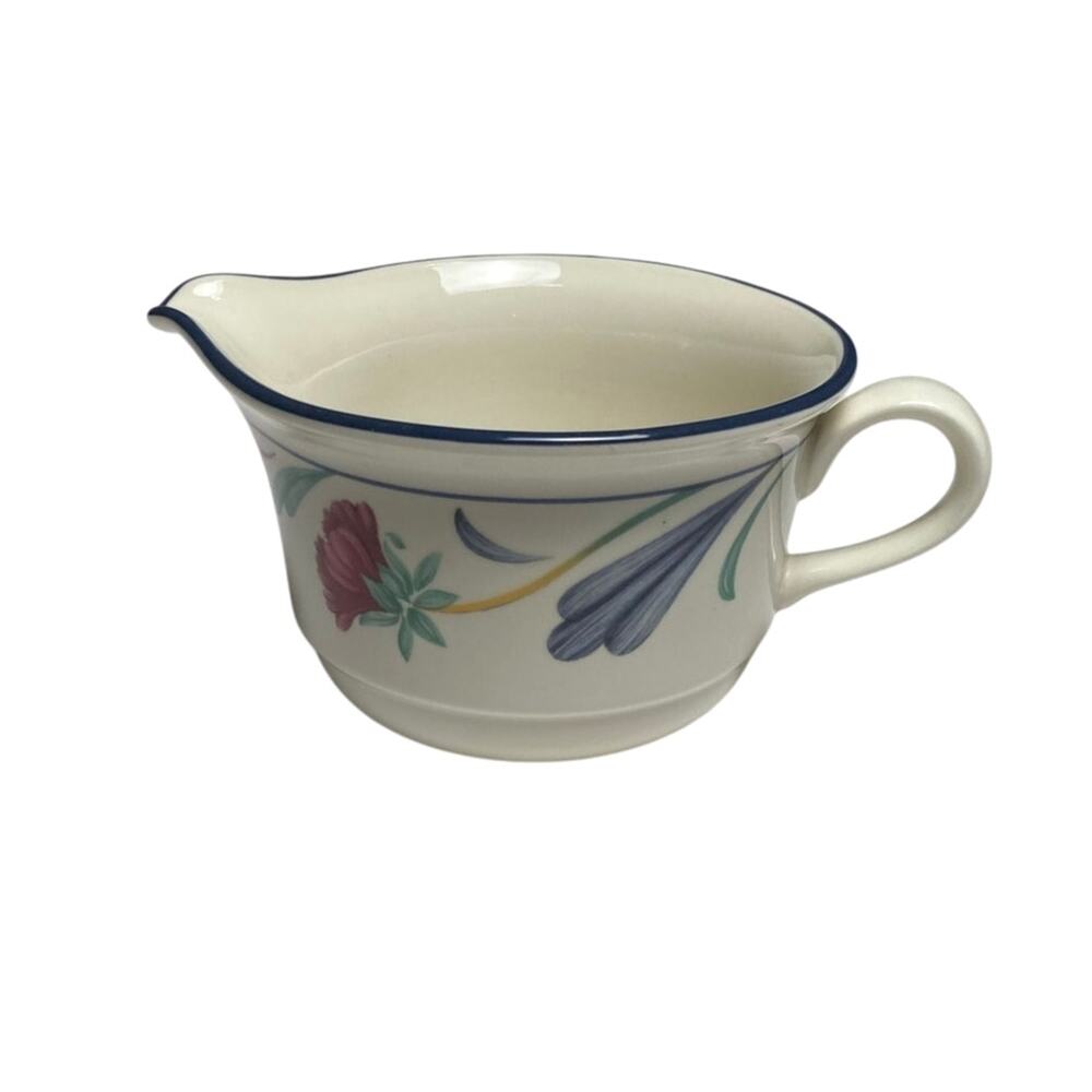 Vintage Lenox Chinastone Poppies On Blue Gravy Boat or Small Creamer Pitcher
